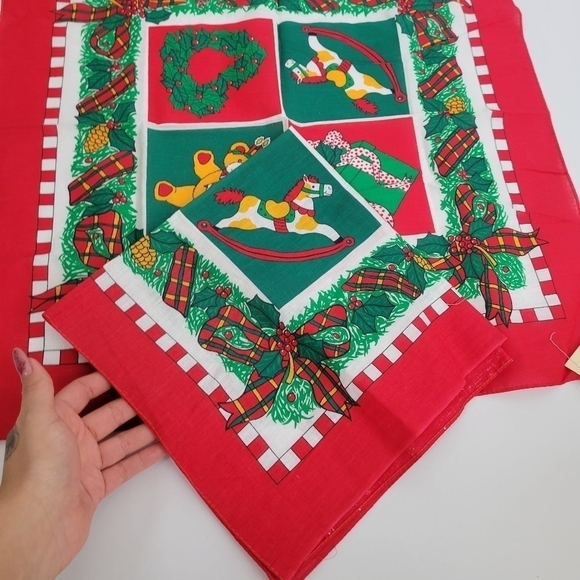 Vintage Bandana Scarf Christmas All Cotton Retro made in USA SET - Picture 12 of 13